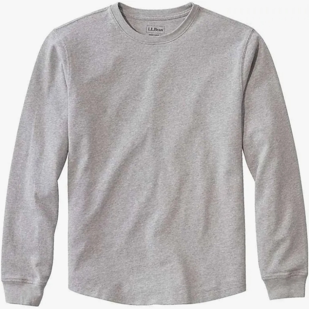 L.L. Bean BeanBuilt Ctn W/O Pkt Tee LS M R Gray Heather Size L REG